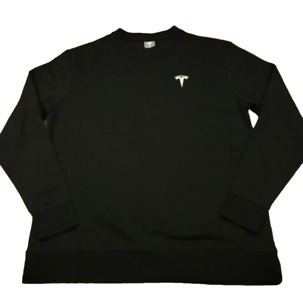 Tesla Adult‎ S Sweatshirt Black Logo Crewneck Shirt Designed for Tesla Motors